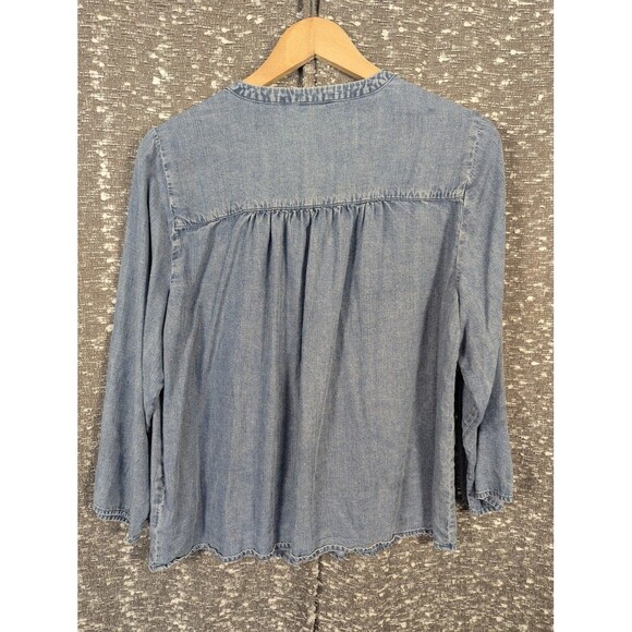 Splendid V-Neck Relaxed Fit Lightweight Denim Blouse Women's Medium‎ - Picture 4 of 7